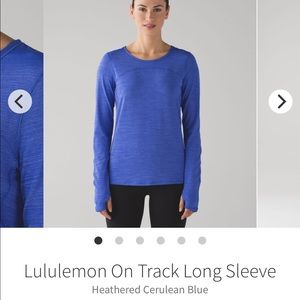 Lululemon On Track Long Sleeve Heathered Cerulean Blue